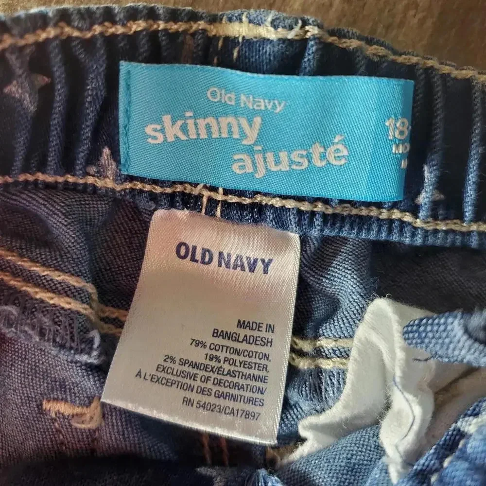 Old Navy Blue Medium Wash Skinny Jeggings Jeans Toddler Girl Size 18M Stars